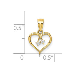 Jewelry Affairs 10K Yellow Gold CZ Heart Pendant Charm, 11x10mm - JewelryAffairs