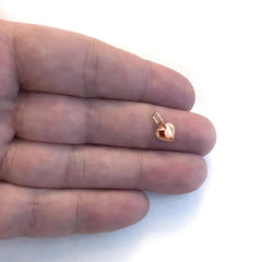 14K Real Gold Puffed Heart Charm Pendant, 11x6mm