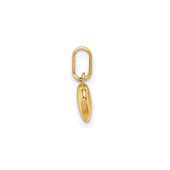 14K Real Gold Puffed Heart Charm Pendant, 11x6mm