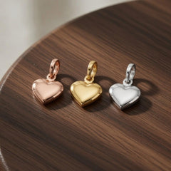 Jewelry Affairs 14K Real Gold Puffed Heart Charm Pendant, 11x6mm - JewelryAffairs