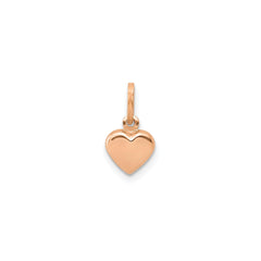 14K Real Gold Puffed Heart Charm Pendant, 11x6mm