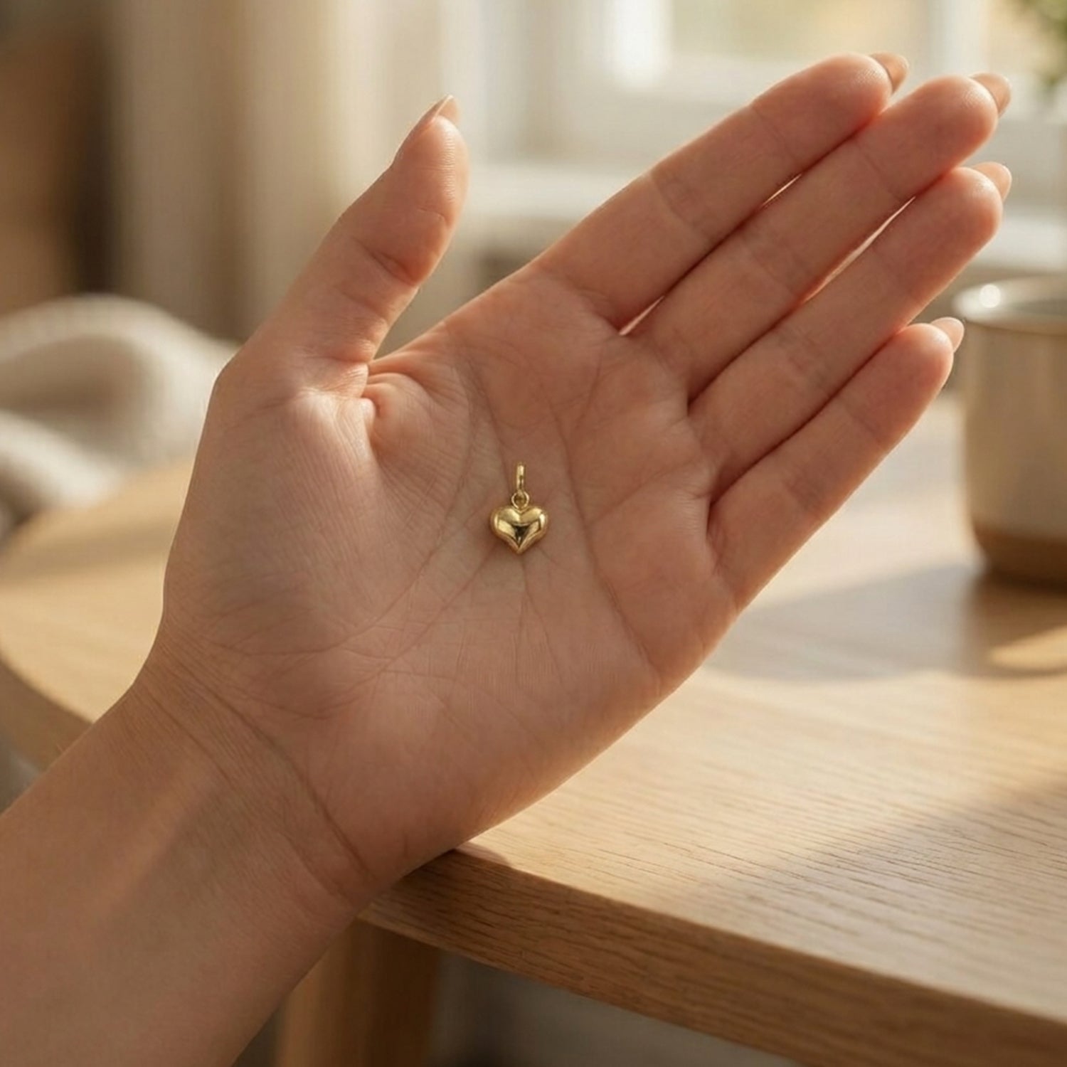 Jewelry Affairs 14K Yellow Gold 3 - D Puffed Heart Charm Pendant, 12x7mm - JewelryAffairs