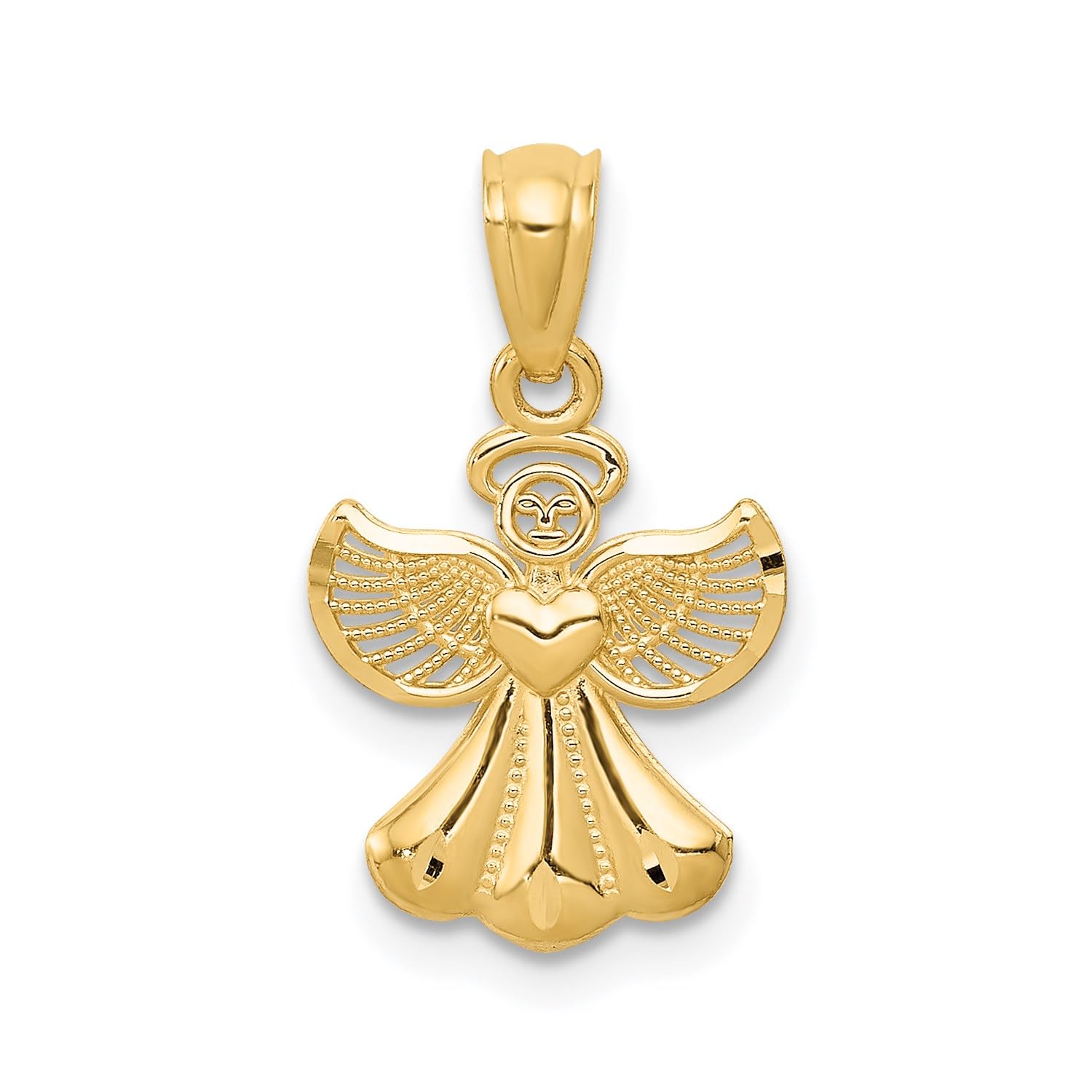 Jewelry Affairs 14k Yellow Gold Angel Pendant with Heart Design, 20x11 mm - JewelryAffairs