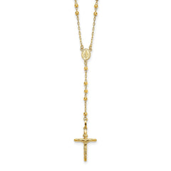 Jewelry Affairs 14K Yellow Gold Beaded Rosary Necklace with Crucifix, 24 - JewelryAffairs