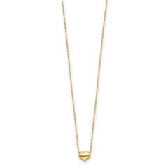 14k Yellow Gold Dainty Heart Pendant Chain Necklace, 16.5 inches
