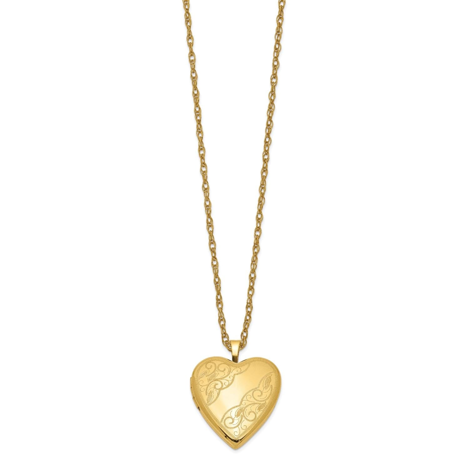 Jewelry Affairs 14k Yellow Gold Filled Engraved Heart Locket Chain Necklace, 18 Inch - JewelryAffairs