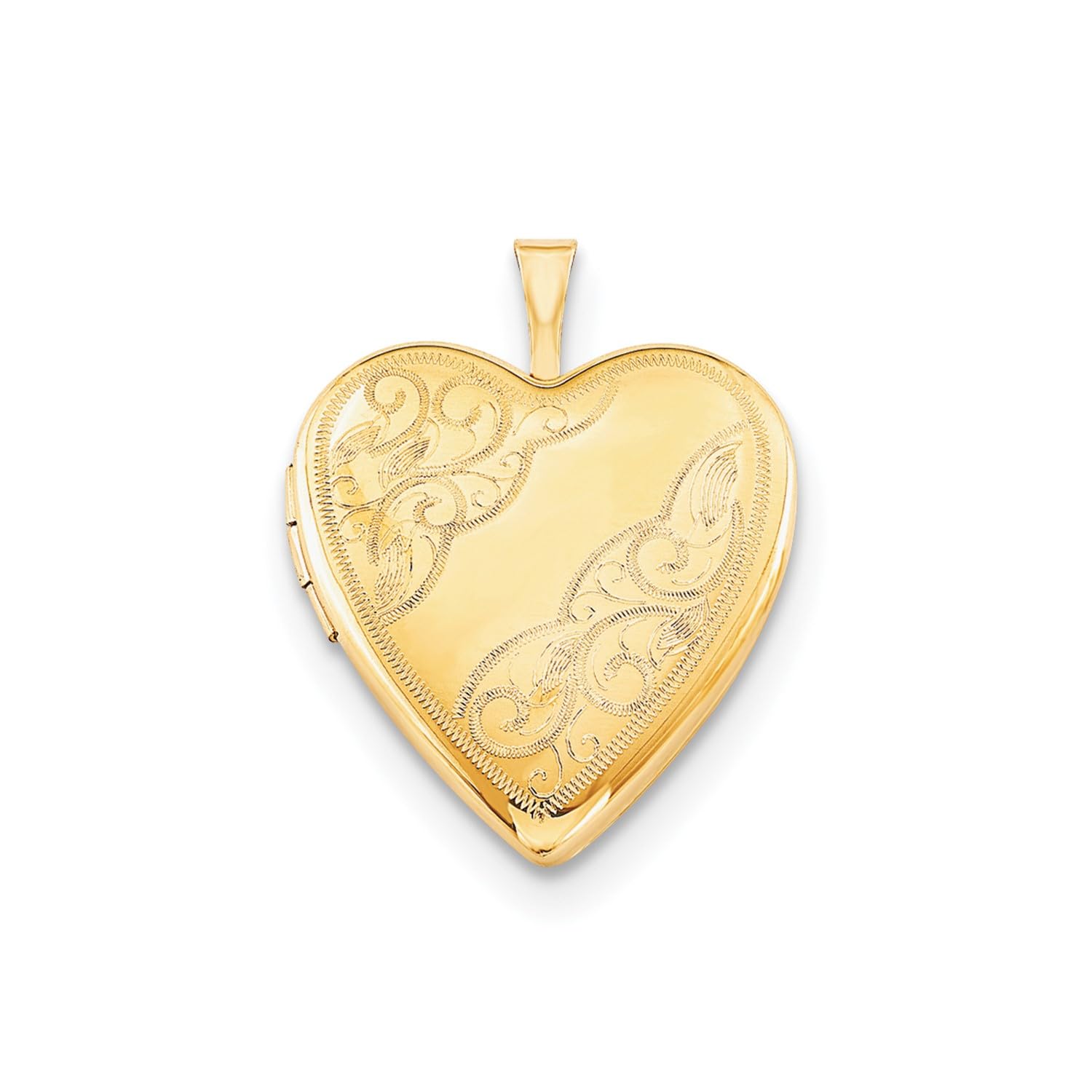 Jewelry Affairs 14k Yellow Gold Filled Engraved Heart Locket Chain Necklace, 18 Inch - JewelryAffairs