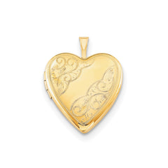 Jewelry Affairs 14k Yellow Gold Filled Engraved Heart Locket Chain Necklace, 18 Inch - JewelryAffairs