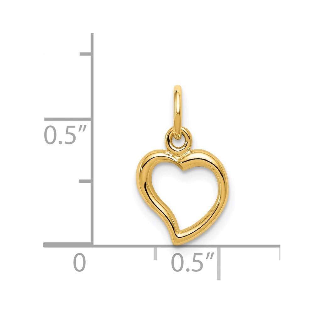Jewelry Affairs 14K Yellow Gold Heart Pendant Charm, High Polished, 16x9mm - JewelryAffairs