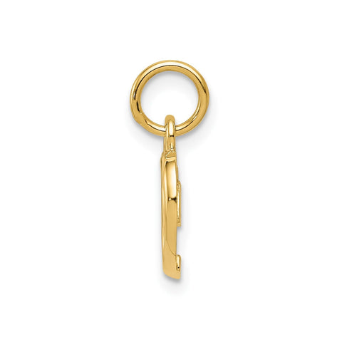 14K Yellow Gold Heart Pendant Charm, High Polished, 16x9mm