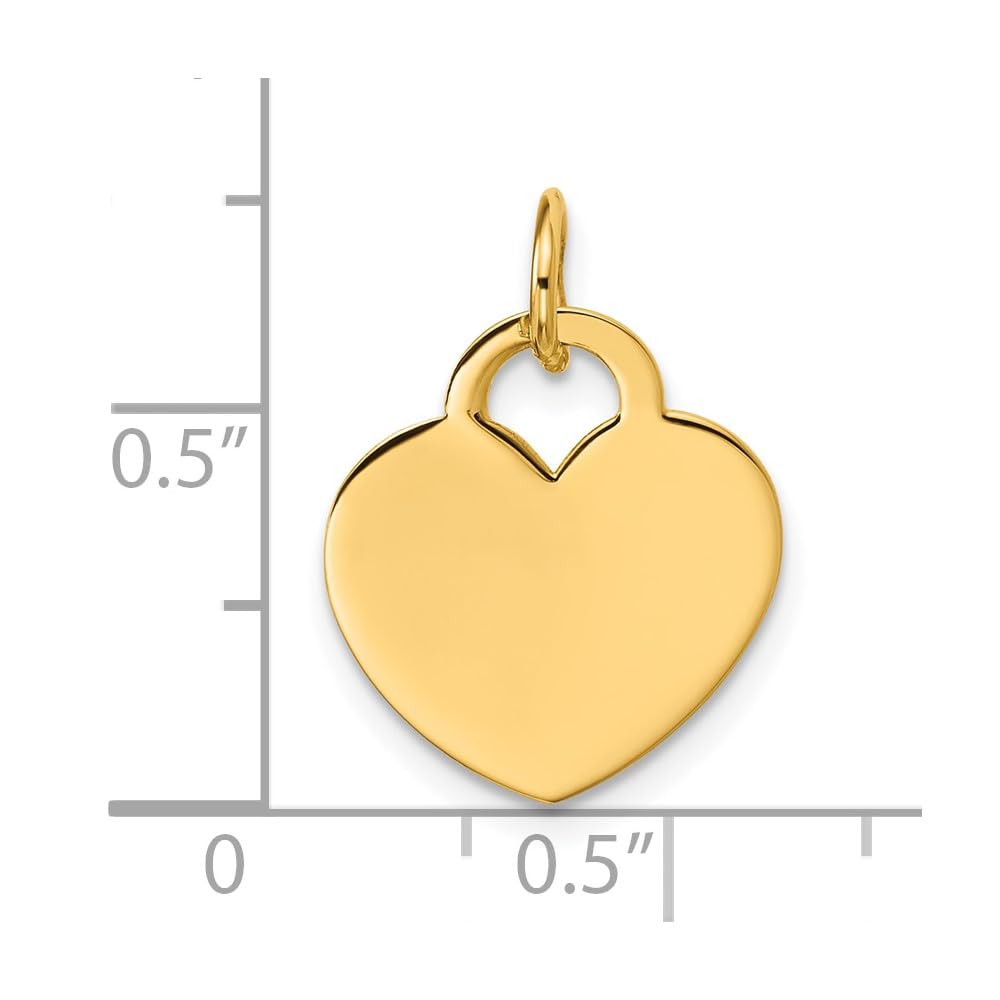 Jewelry Affairs 14K Yellow Gold Heart Pendant, Polished Disc Charm, 21x15mm - JewelryAffairs