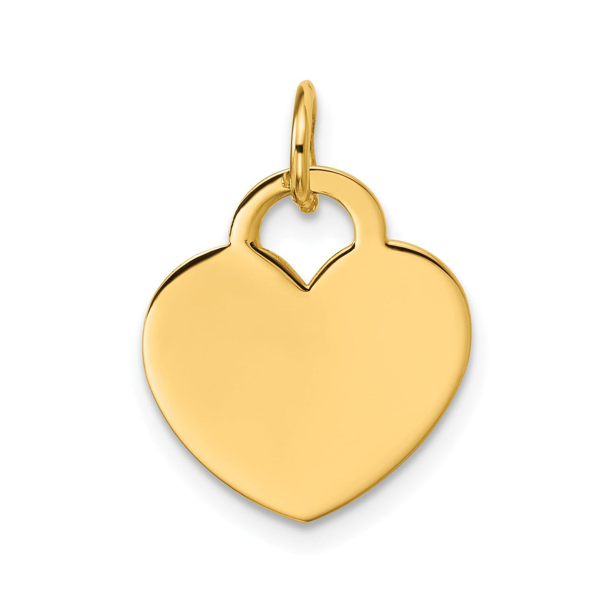 Jewelry Affairs 14K Yellow Gold Heart Pendant, Polished Disc Charm, 21x15mm - JewelryAffairs