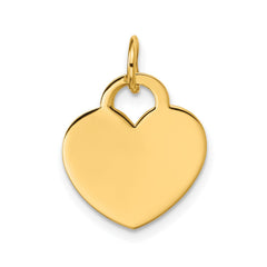 Jewelry Affairs 14K Yellow Gold Heart Pendant, Polished Disc Charm, 21x15mm - JewelryAffairs