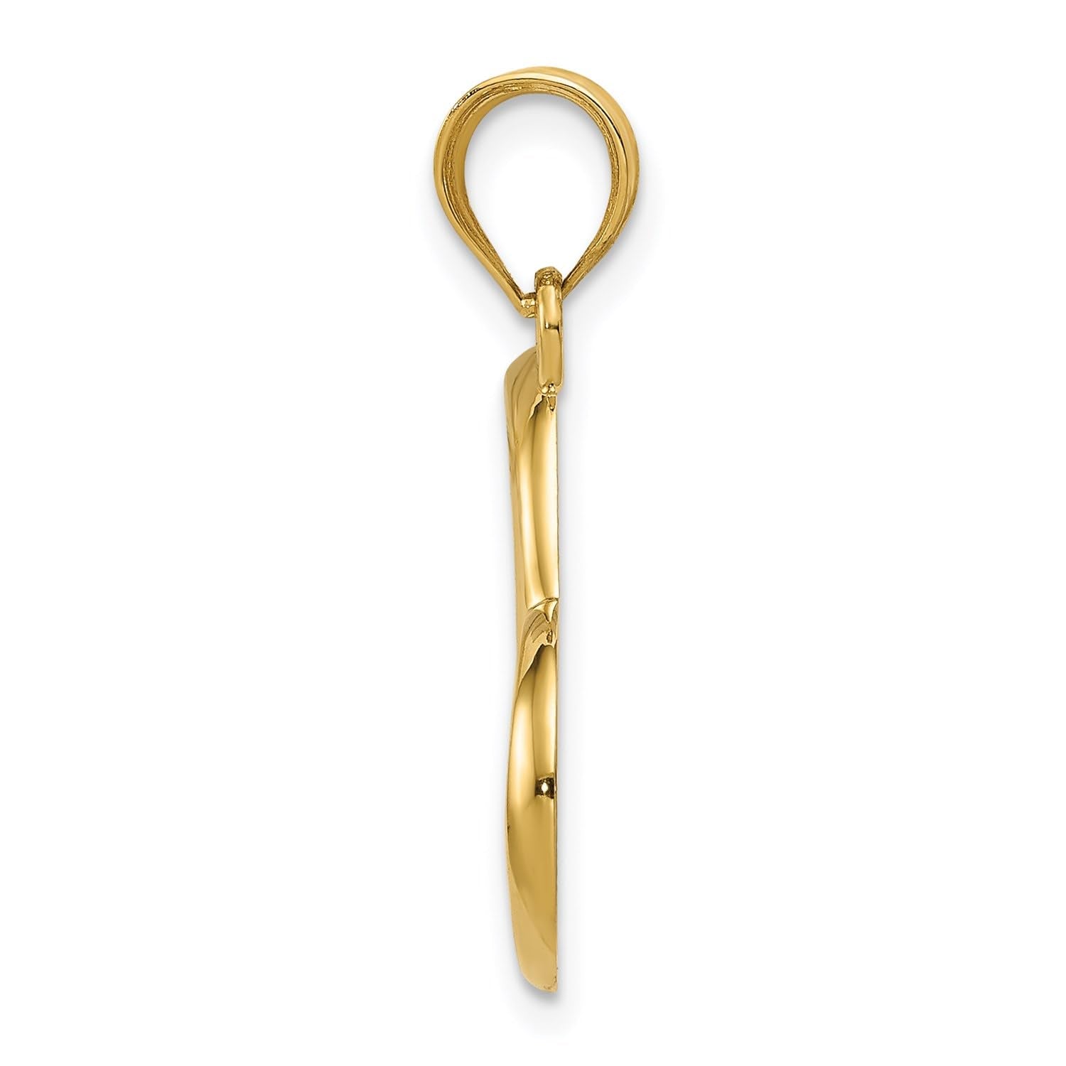 14K Yellow Gold Open Heart Pendant, Dangle Style, 25x19mm