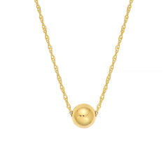 14k Yellow Gold Polished Puffy Ball Bead Slider Pendant Necklace