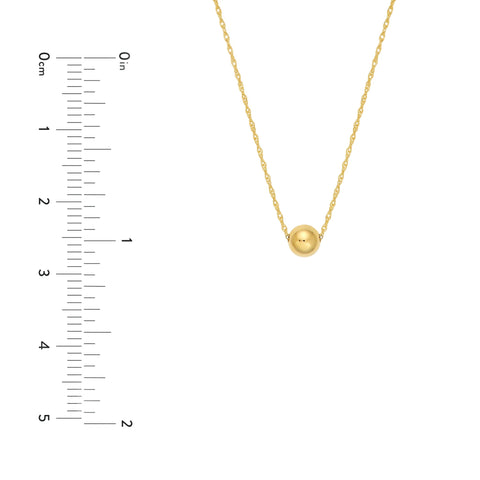 14k Yellow Gold Polished Puffy Ball Bead Slider Pendant Necklace
