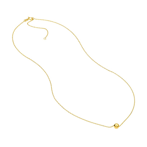 14k Yellow Gold Polished Puffy Ball Bead Slider Pendant Necklace