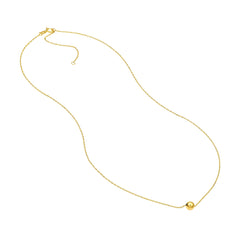 14k Yellow Gold Polished Puffy Ball Bead Slider Pendant Necklace