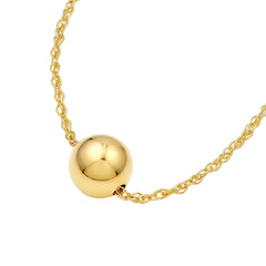 14k Yellow Gold Polished Puffy Ball Bead Slider Pendant Necklace