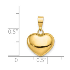 Jewelry Affairs 14K Yellow Gold Puffed Heart Pendant, 16x12mm - JewelryAffairs