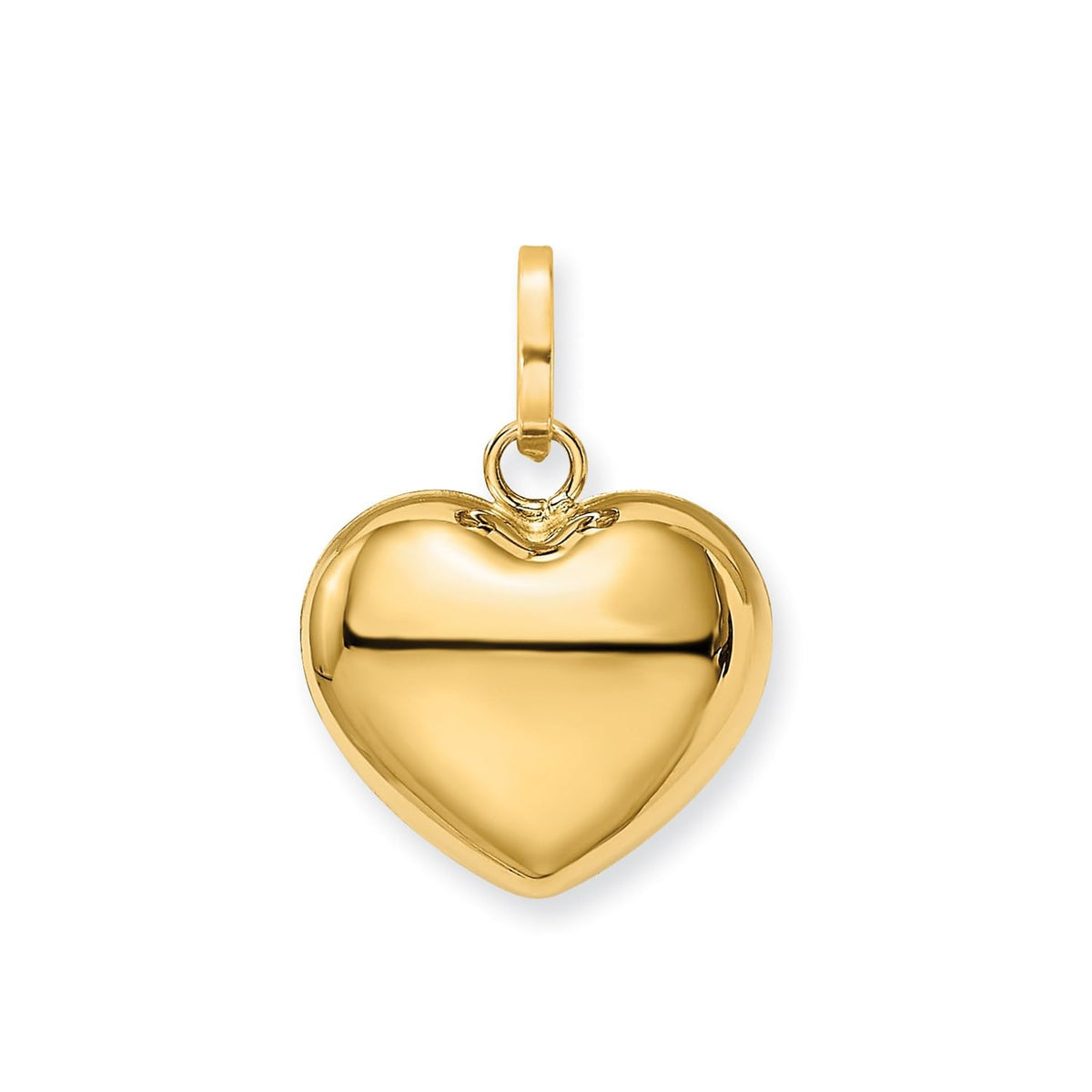 Jewelry Affairs 14K Yellow Gold Puffed Heart Pendant, 16x12mm - JewelryAffairs