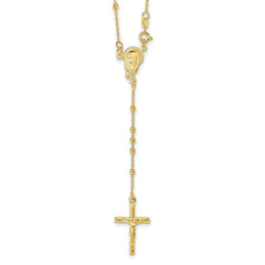 Jewelry Affairs Sterling Silver Gold Plated Religious Rosary Cross Necklace, 18 inch - JewelryAffairs