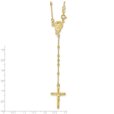 Sterling Silver Gold Plated Religious Rosary Cross Necklace, 18 inch