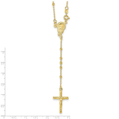 Sterling Silver Gold Plated Religious Rosary Cross Necklace, 18 inch