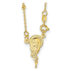 Jewelry Affairs Sterling Silver Gold Plated Religious Rosary Cross Necklace, 18 inch - JewelryAffairs