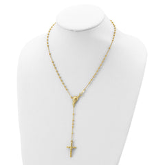 Jewelry Affairs Sterling Silver Gold Plated Religious Rosary Cross Necklace, 18 inch - JewelryAffairs