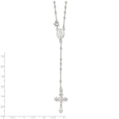 Jewelry Affairs Sterling Silver Religious Rosary Necklace, 18 inch, Beaded Chain with Cross - JewelryAffairs