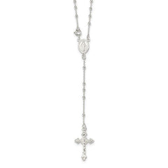 Jewelry Affairs Sterling Silver Religious Rosary Necklace, 18 inch, Beaded Chain with Cross - JewelryAffairs