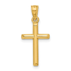Jewelry Affairs Yellow Gold Cross Pendant Charm, High Polished Finish, 25x12mm (Yellow Gold) - JewelryAffairs