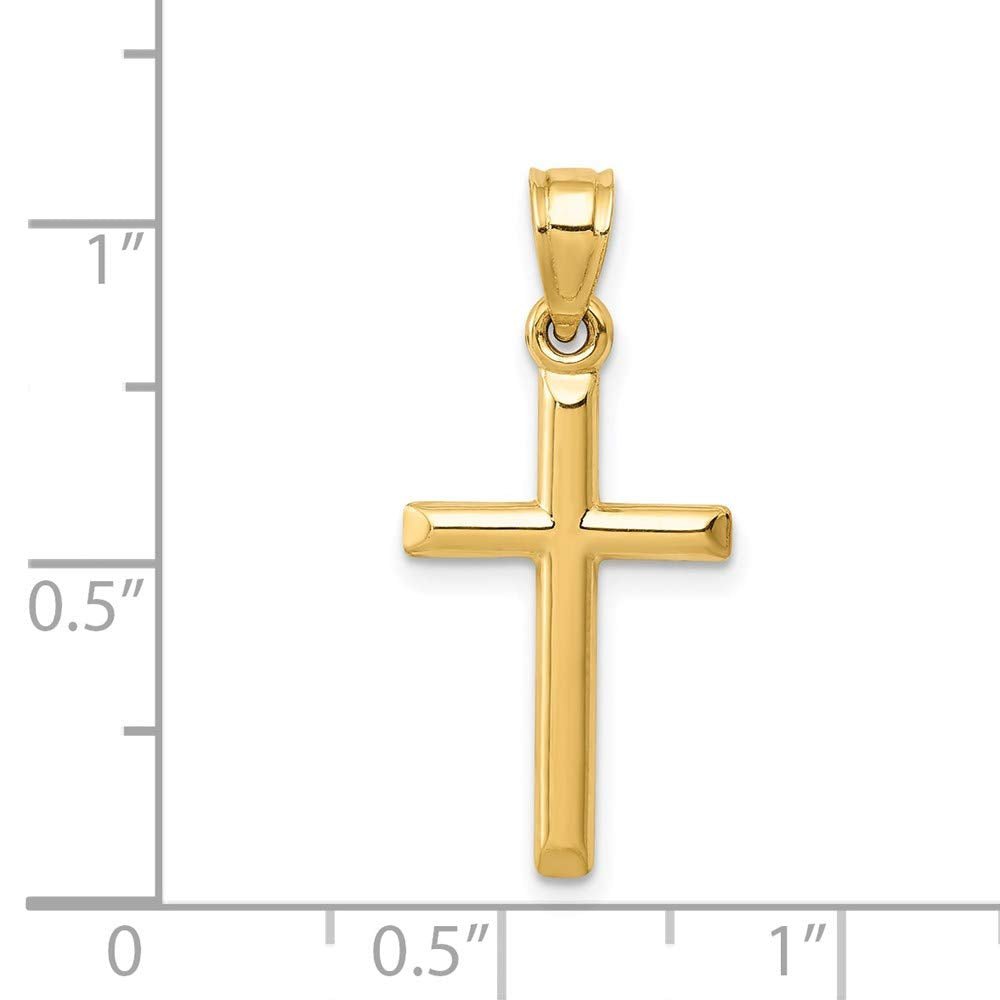 Jewelry Affairs Yellow Gold Cross Pendant Charm, High Polished Finish, 25x12mm (Yellow Gold) - JewelryAffairs