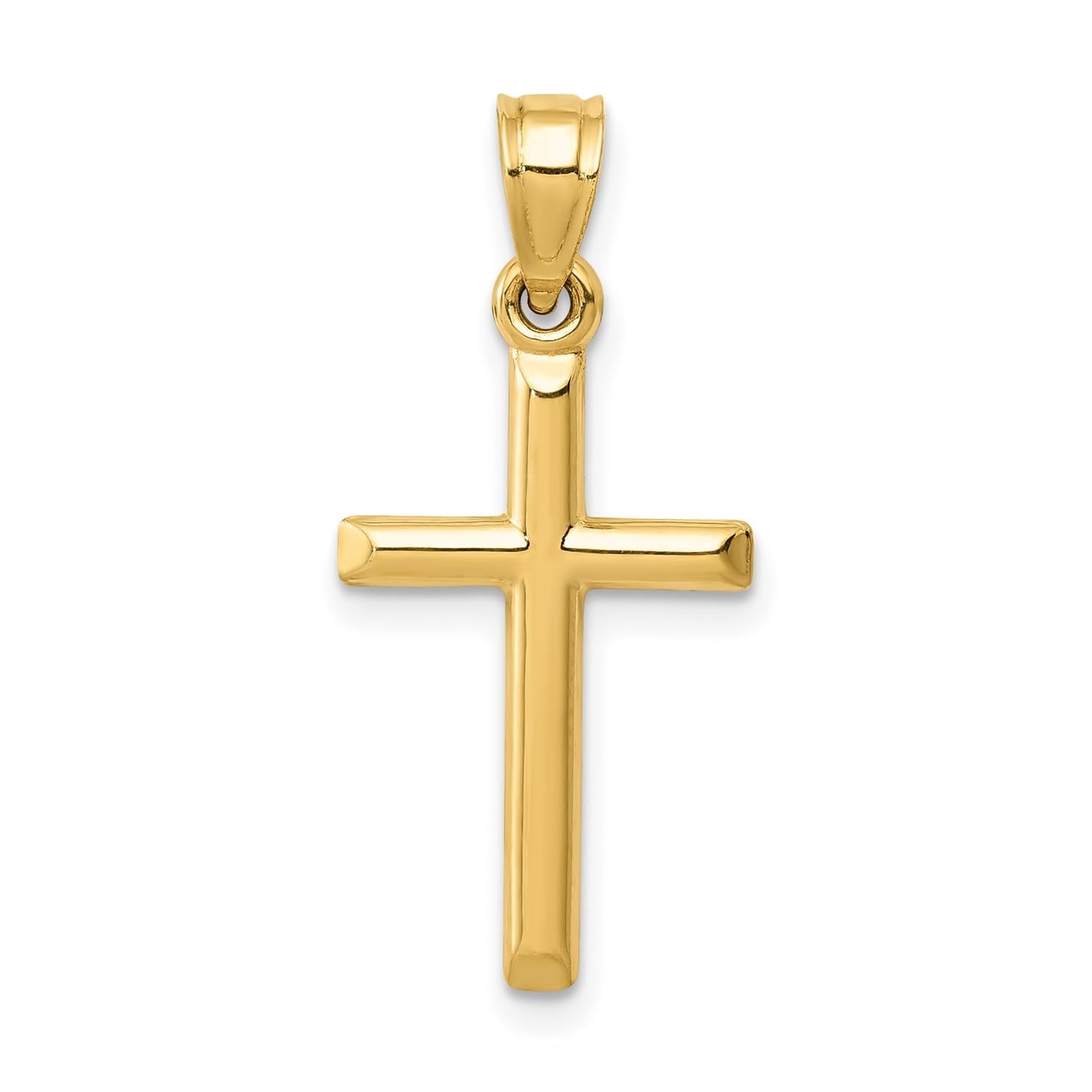 Jewelry Affairs Yellow Gold Cross Pendant Charm, High Polished Finish, 25x12mm (Yellow Gold) - JewelryAffairs