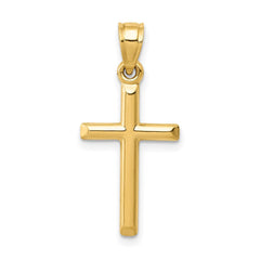 Jewelry Affairs Yellow Gold Cross Pendant Charm, High Polished Finish, 25x12mm (Yellow Gold) - JewelryAffairs