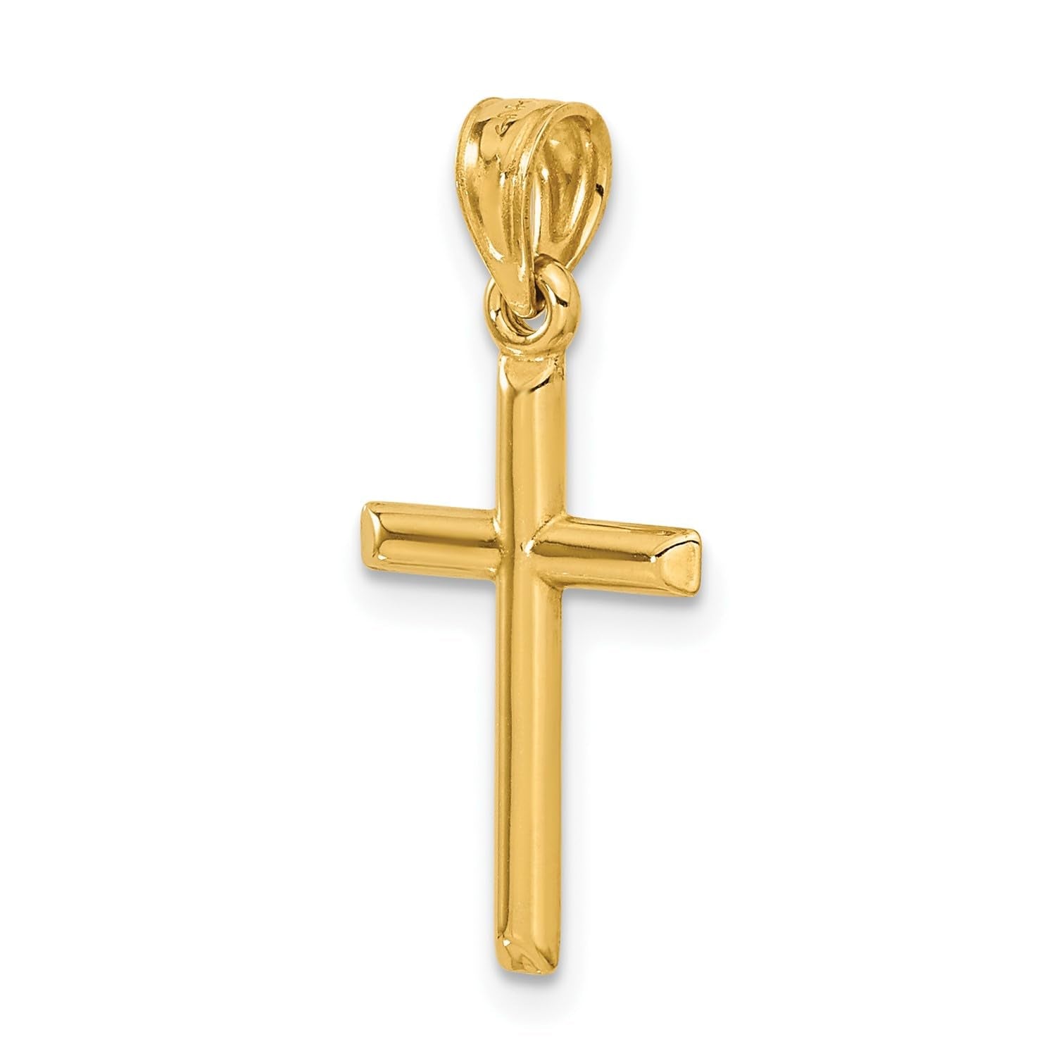 Jewelry Affairs Yellow Gold Cross Pendant Charm, High Polished Finish, 25x12mm (Yellow Gold) - JewelryAffairs
