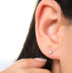 14k White Gold Round Diamond Stud Earrings - (G-H Color, SI2 Clarity) fine designer jewelry for men and women