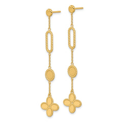 14K Yellow Gold Twisted Fancy Flower Post Drop Dangle Earrings fine designer jewelry for men and women