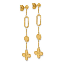 14K Yellow Gold Twisted Fancy Flower Post Drop Dangle Earrings fine designer jewelry for men and women