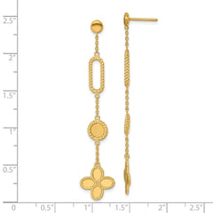 14K Yellow Gold Twisted Fancy Flower Post Drop Dangle Earrings fine designer jewelry for men and women