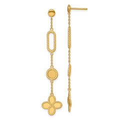 14K Yellow Gold Twisted Fancy Flower Post Drop Dangle Earrings fine designer jewelry for men and women