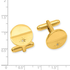 Kelly Waters Gold - plated .01 Ct. Diamond Polished and Satin Round Cuff Links - JewelryAffairs