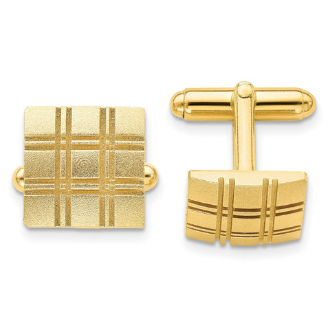 Kelly Waters Gold-plated Double Lines Patterned Square Cuff Links