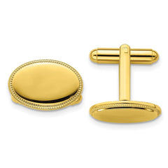 Kelly Waters Gold - plated Polished Beaded Oval Engravable Cuff Links - JewelryAffairs