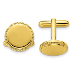 Kelly Waters Gold - plated Polished Beaded Round Engravable Cuff Links - JewelryAffairs