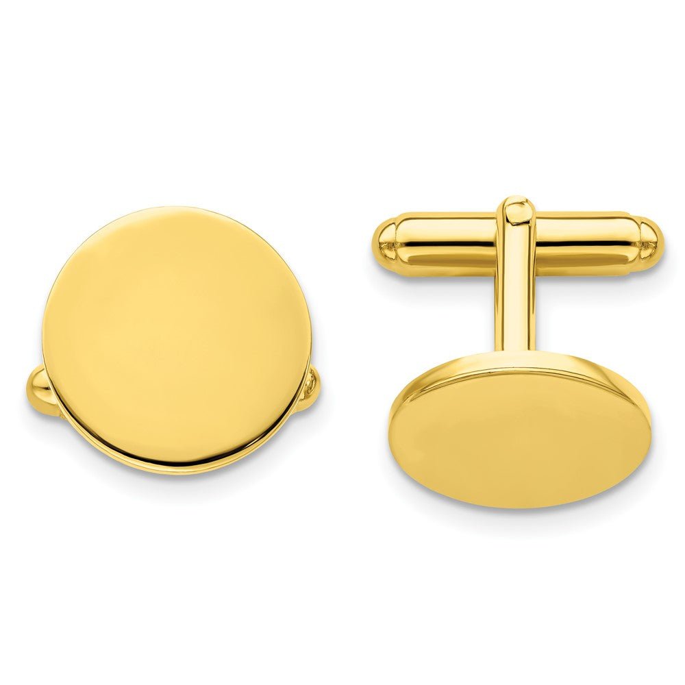 Kelly Waters Gold - plated Polished Round Engravable Cuff Links - JewelryAffairs