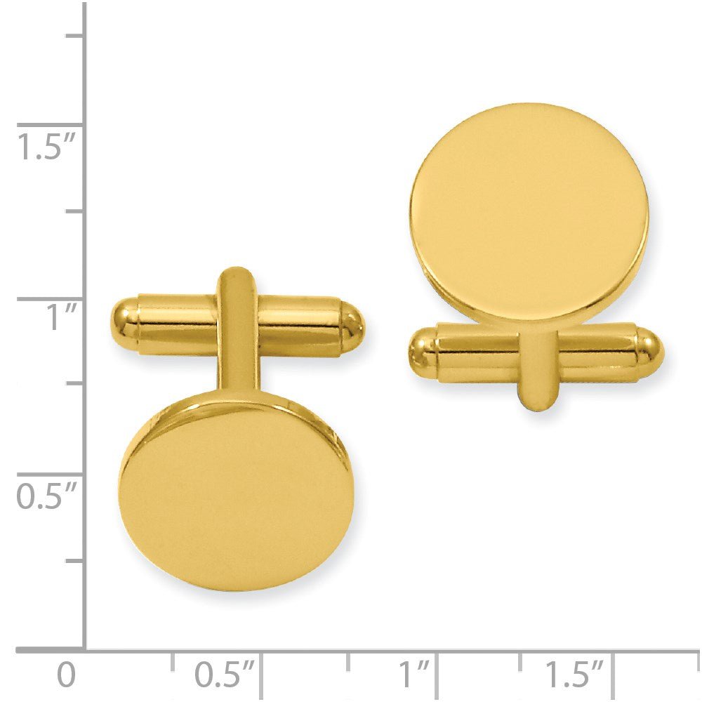 Kelly Waters Gold - plated Polished Round Engravable Cuff Links - JewelryAffairs