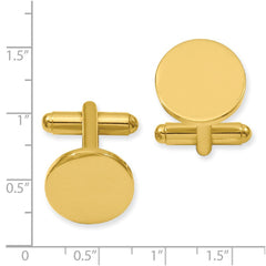 Kelly Waters Gold - plated Polished Round Engravable Cuff Links - JewelryAffairs