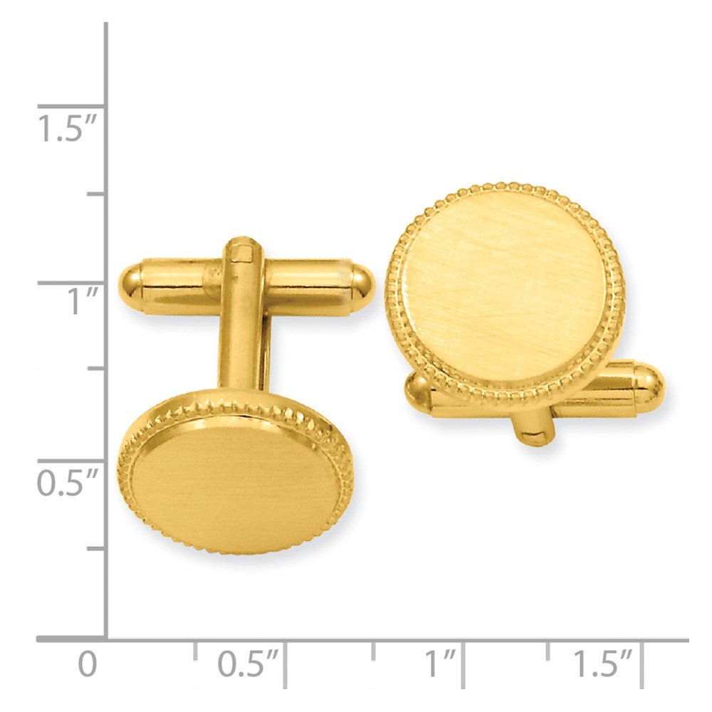 Kelly Waters Gold - plated Satin Florentine Round Beaded Cuff Links - JewelryAffairs